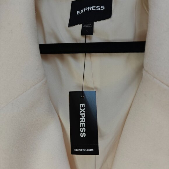 Express Belted Wrap Front Coat, Swan (Ivory-Off-White), Large(NWT) - Picture 15 of 16